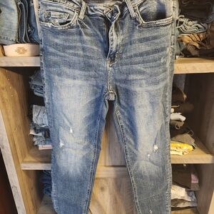 Women's Distressed Blue Skinny Jeans